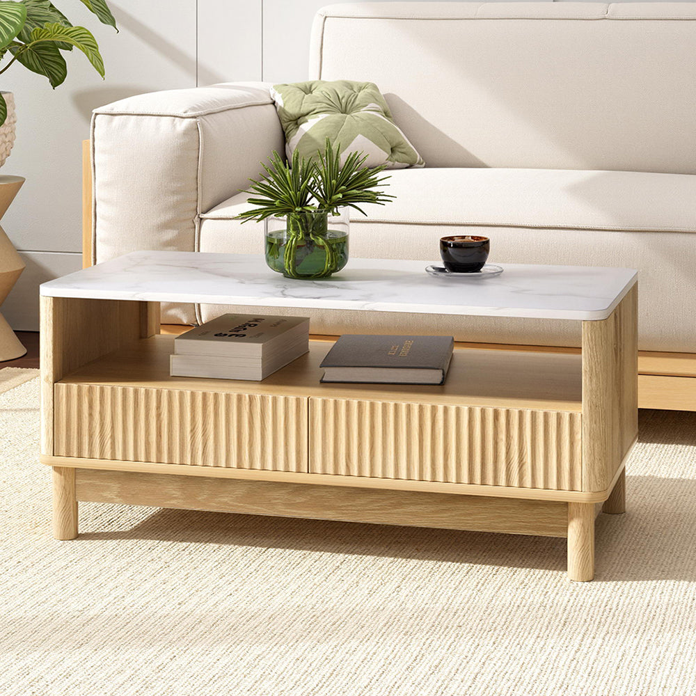 Aske Coffee Table – Wood & White