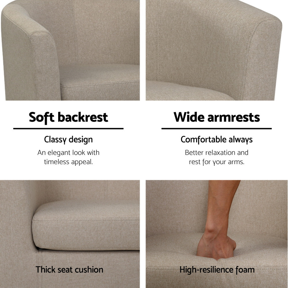 Abby Armchair Tub Chair- Beige