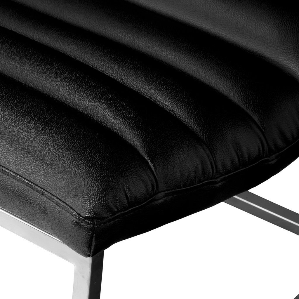 Caviar Bonded Leather& Steel Lounge Accent Chair- Black