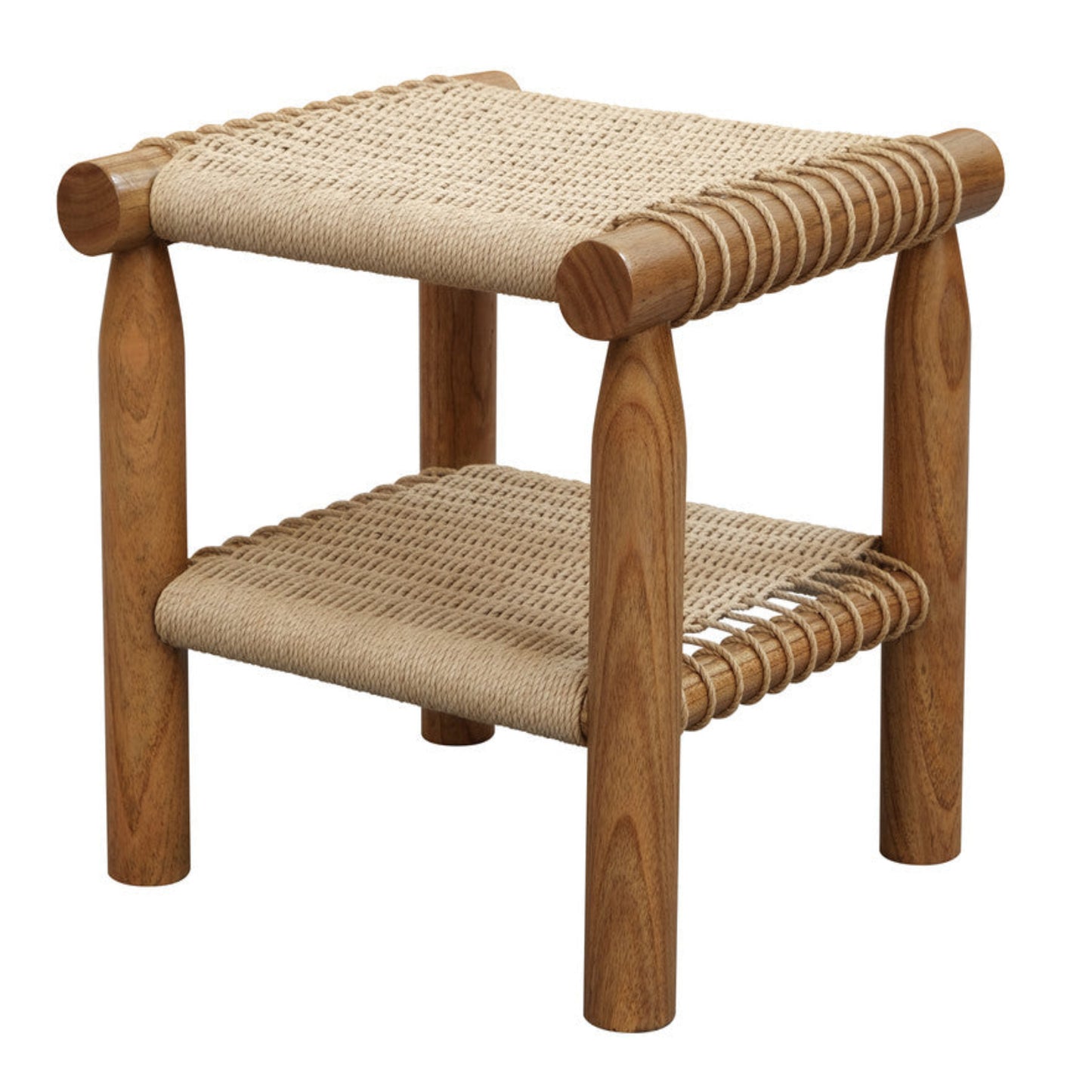 Kelly Handwoven Rattan Lamp Table- Almond