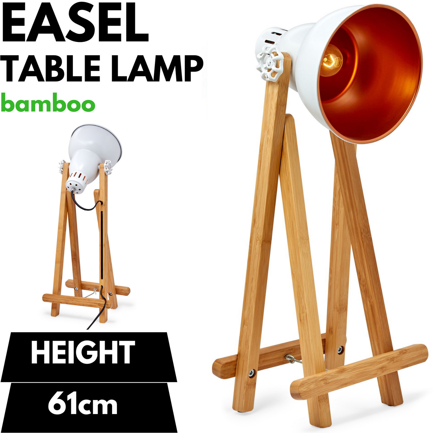 Bamboo Easel Scandi Designer Desk Lamp