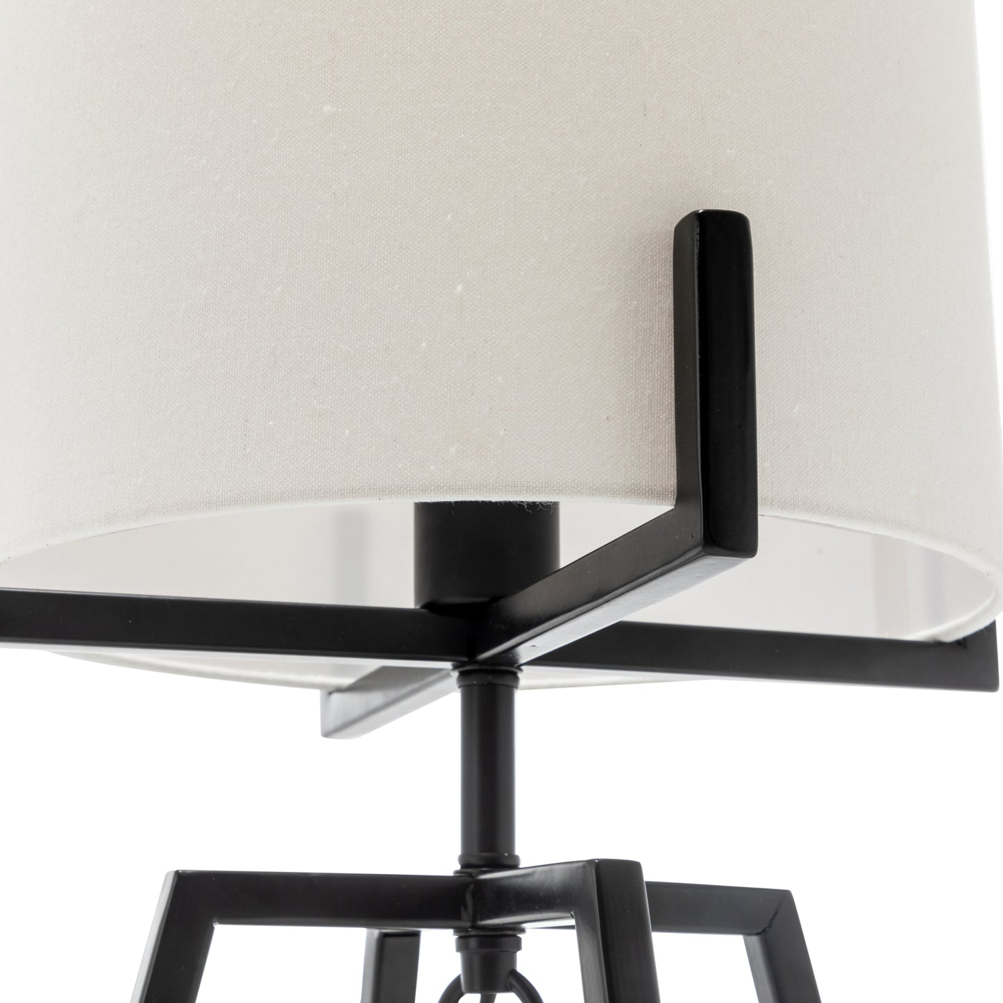 Modern Scandi Metal Dimmable Table Lamp w/ Linen Shade- Matte Black