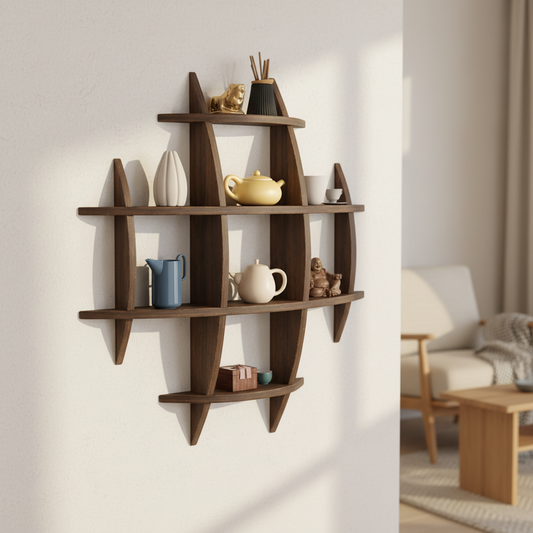 Solid Wood Display Shelf - Antique Style Decor