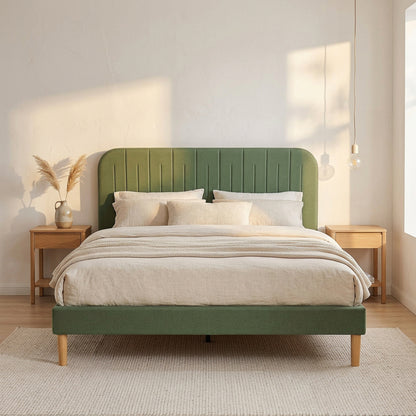 Molly Queen Bed Frame - Green Fabric