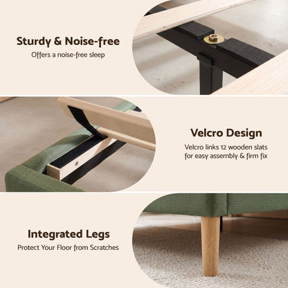 Molly Queen Bed Frame - Green Fabric