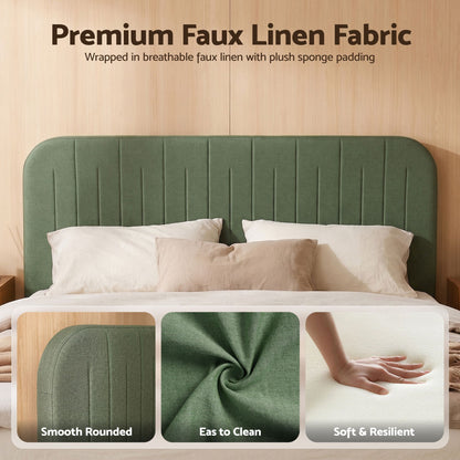 Molly Queen Bed Frame - Green Fabric