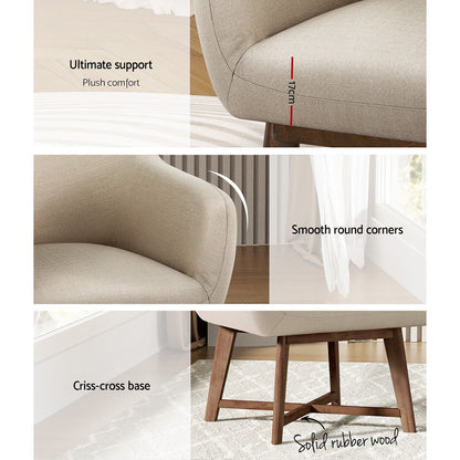 Aston Armchair Tub Chair- Beige