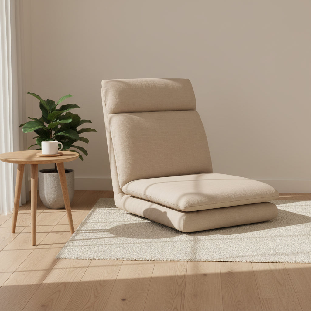 Floor Chair 1 Seater Sofa Linen Beige