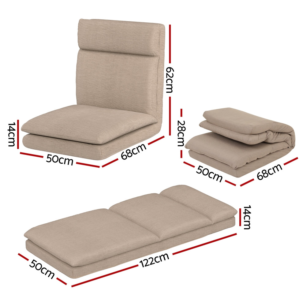 Floor Chair 1 Seater Sofa Linen Beige