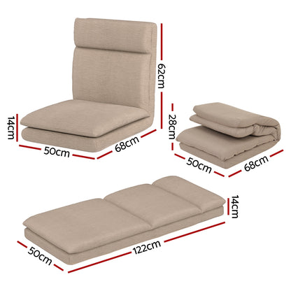 Floor Chair 1 Seater Sofa Linen Beige
