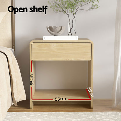 Minimal Bedside Table Open Shelf- Pine