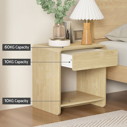 Minimal Bedside Table Open Shelf- Pine