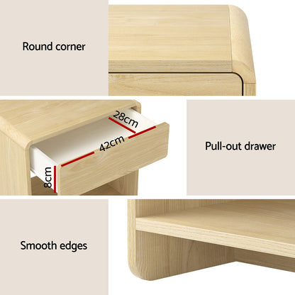 Minimal Bedside Table Open Shelf- Pine