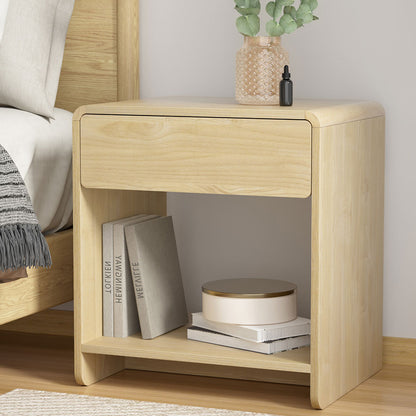 Minimal Bedside Table Open Shelf- Pine