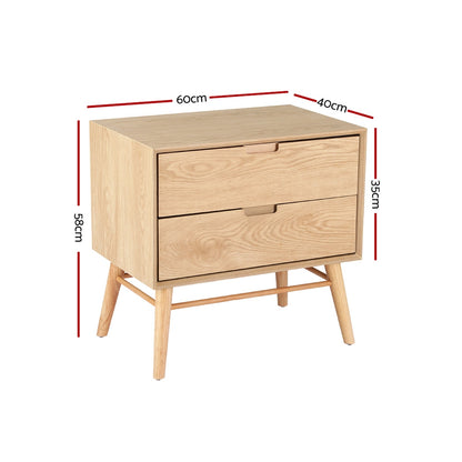 Gino Minimal Bedside Table- Oak