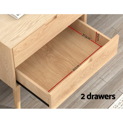 Gino Minimal Bedside Table- Oak