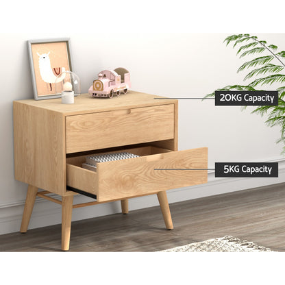 Gino Minimal Bedside Table- Oak