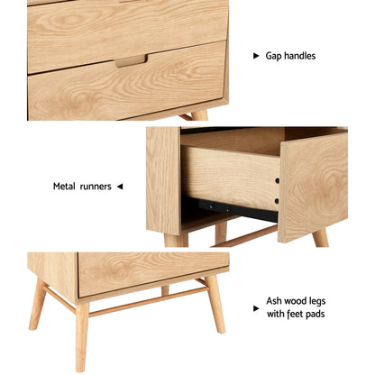 Gino Minimal Bedside Table- Oak