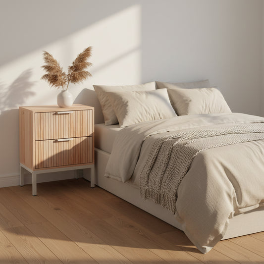 Lura Minimal Bedside Table- Pine