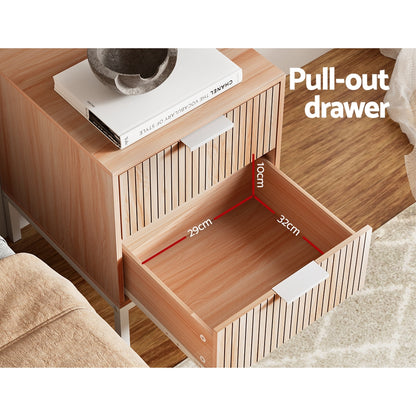 Lura Minimal Bedside Table- Pine