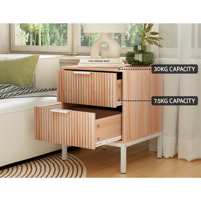 Lura Minimal Bedside Table- Pine