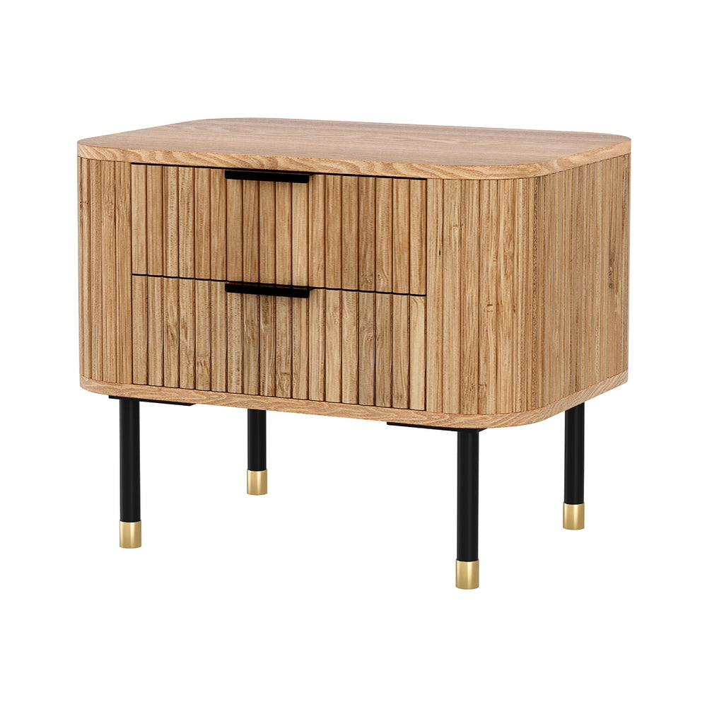 Bedside Table 2 Drawers Paulownia - Wood Pine