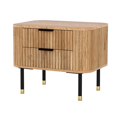 Minimal Bedside Table 2 Drawers Paulownia- Wood Pine