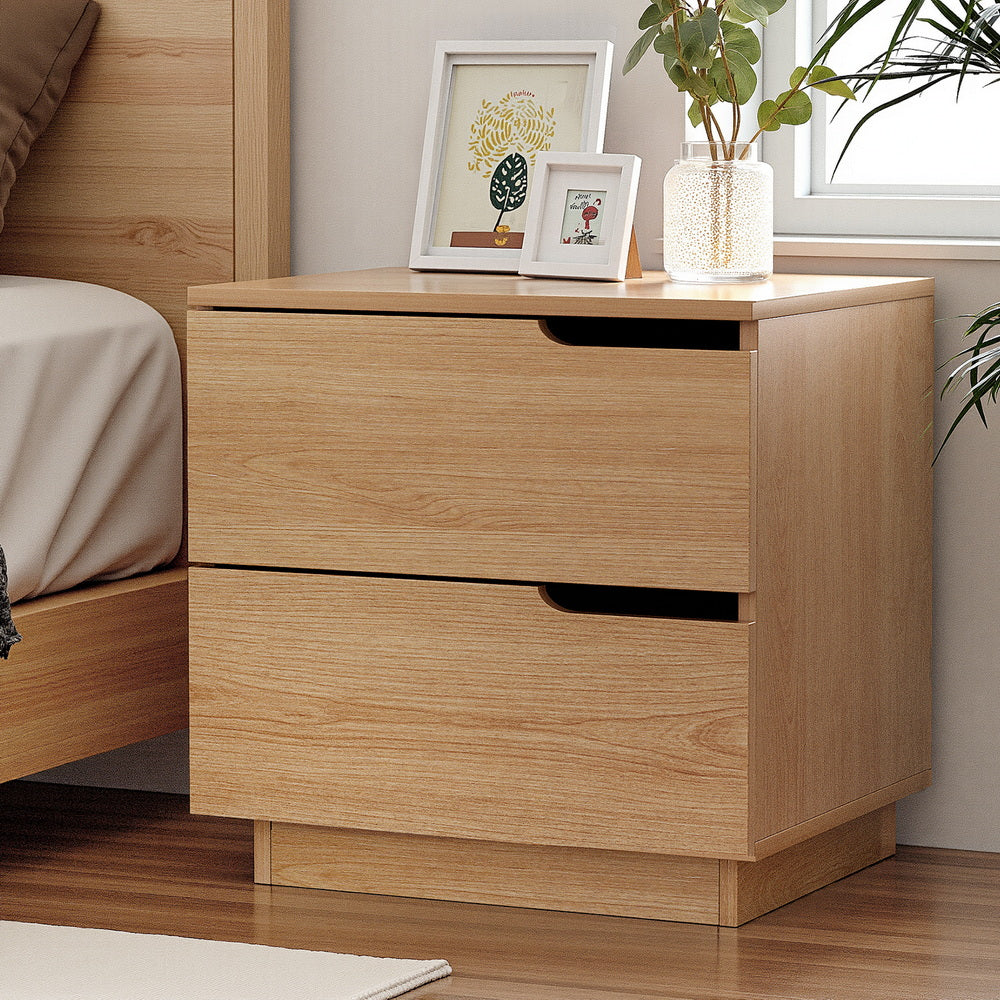 Minimal Bedside Table 2 Drawers- Pine