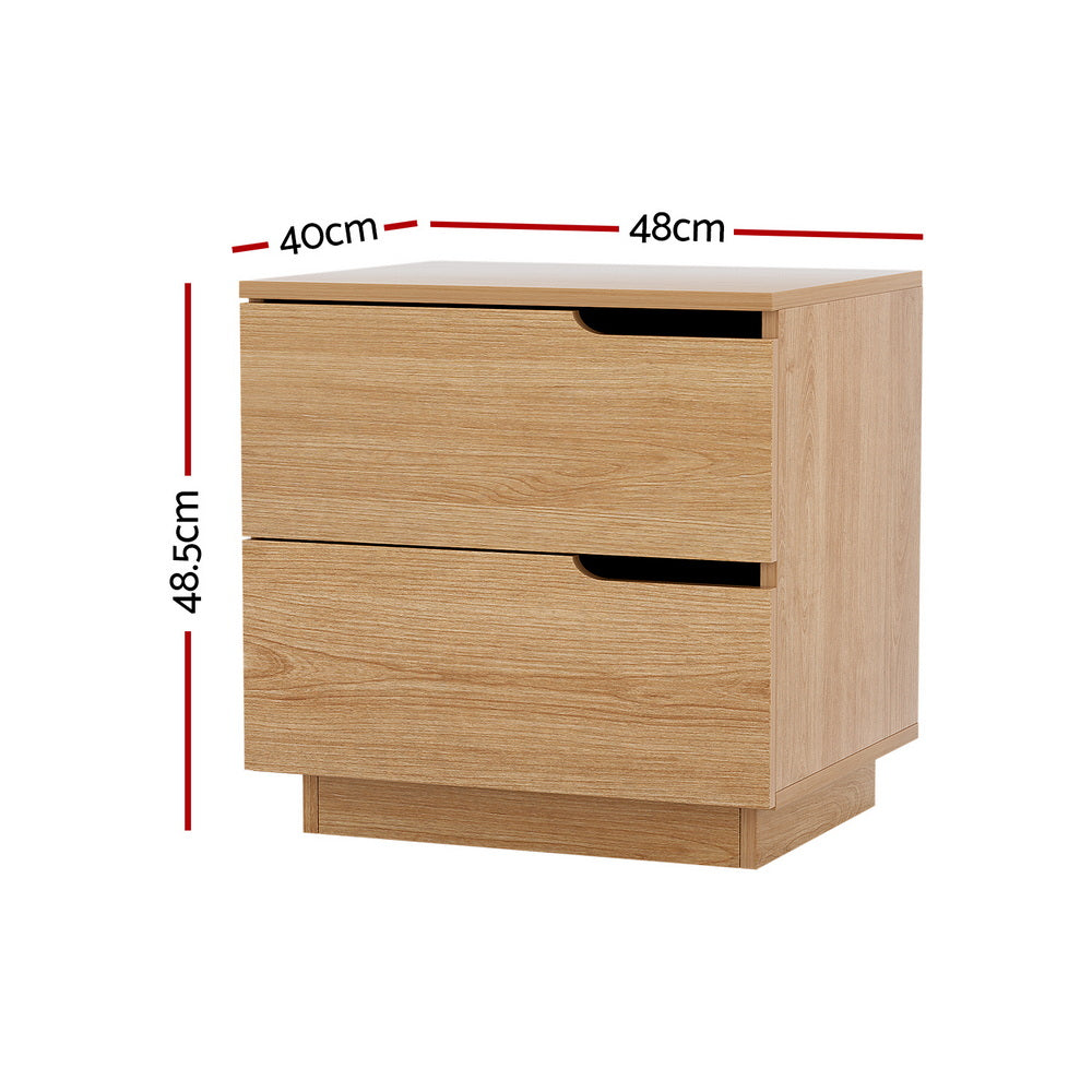 Minimal Bedside Table 2 Drawers- Pine