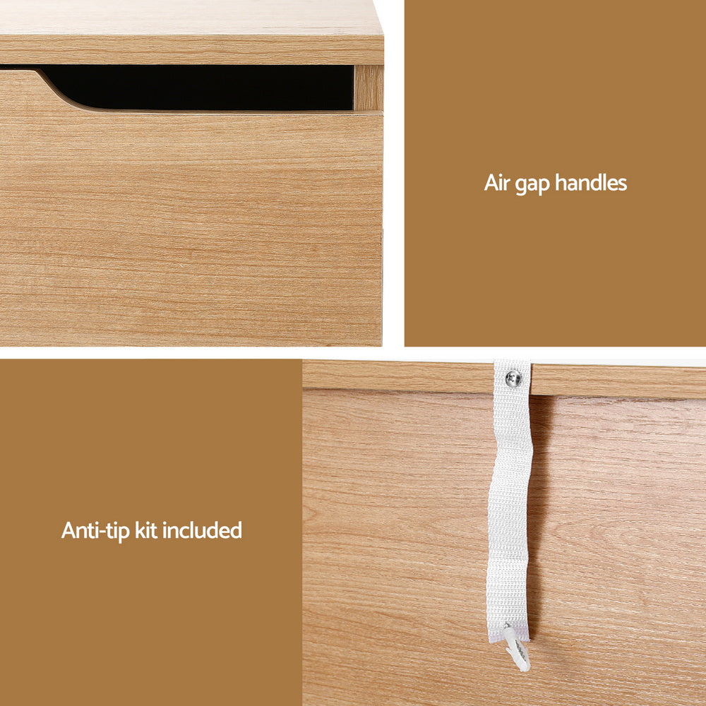 Minimal Bedside Table 2 Drawers- Pine