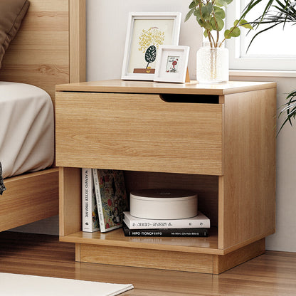 Minimal Bedside Table 1 Drawer 1 Shelf- Pine
