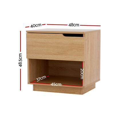 Minimal Bedside Table 1 Drawer 1 Shelf- Pine