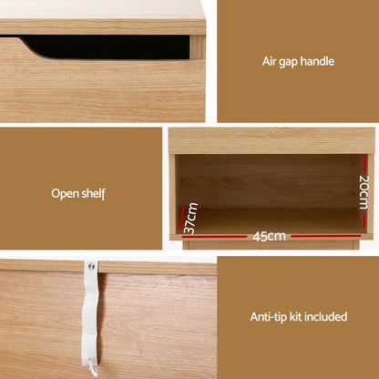 Minimal Bedside Table 1 Drawer 1 Shelf- Pine
