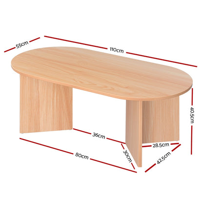 Alva Modern Coffee Table Oval 110CM- Pine