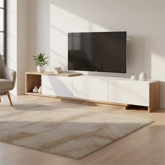 TV Cabinet Entertainment Unit Extendable- White Oak