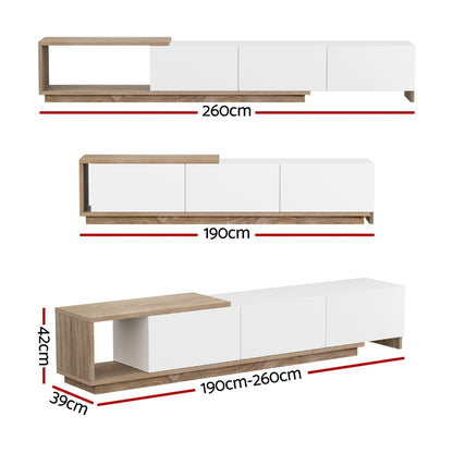 TV Cabinet Entertainment Unit Extendable- White Oak