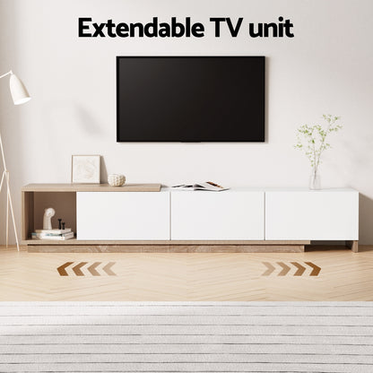 TV Cabinet Entertainment Unit Extendable- White Oak