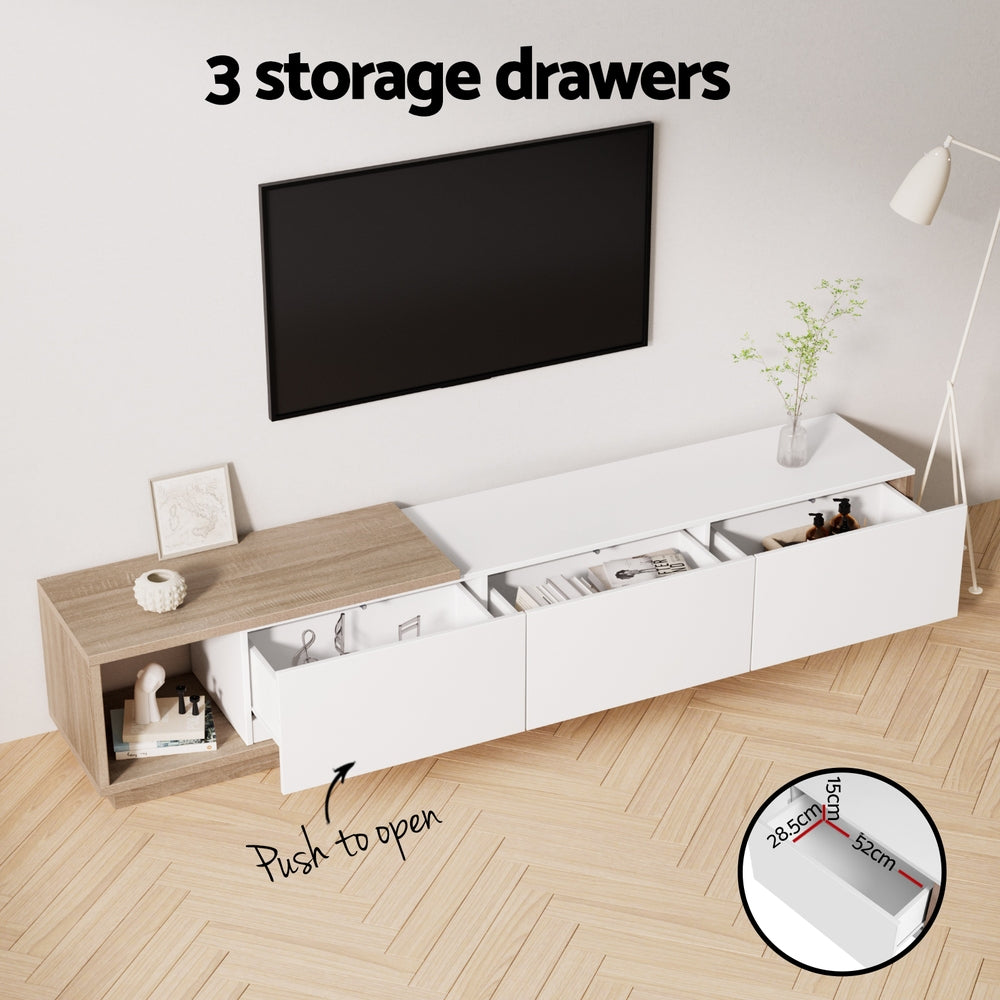 TV Cabinet Entertainment Unit Extendable - White Oak