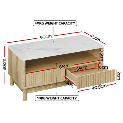 Aske Coffee Table – Wood & White