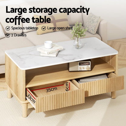 Aske Coffee Table – Wood & White