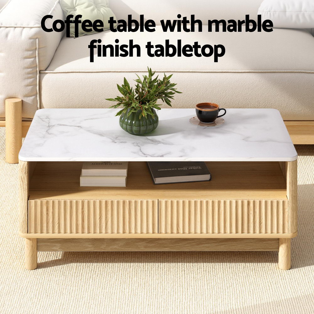 Aske Coffee Table – Wood & White