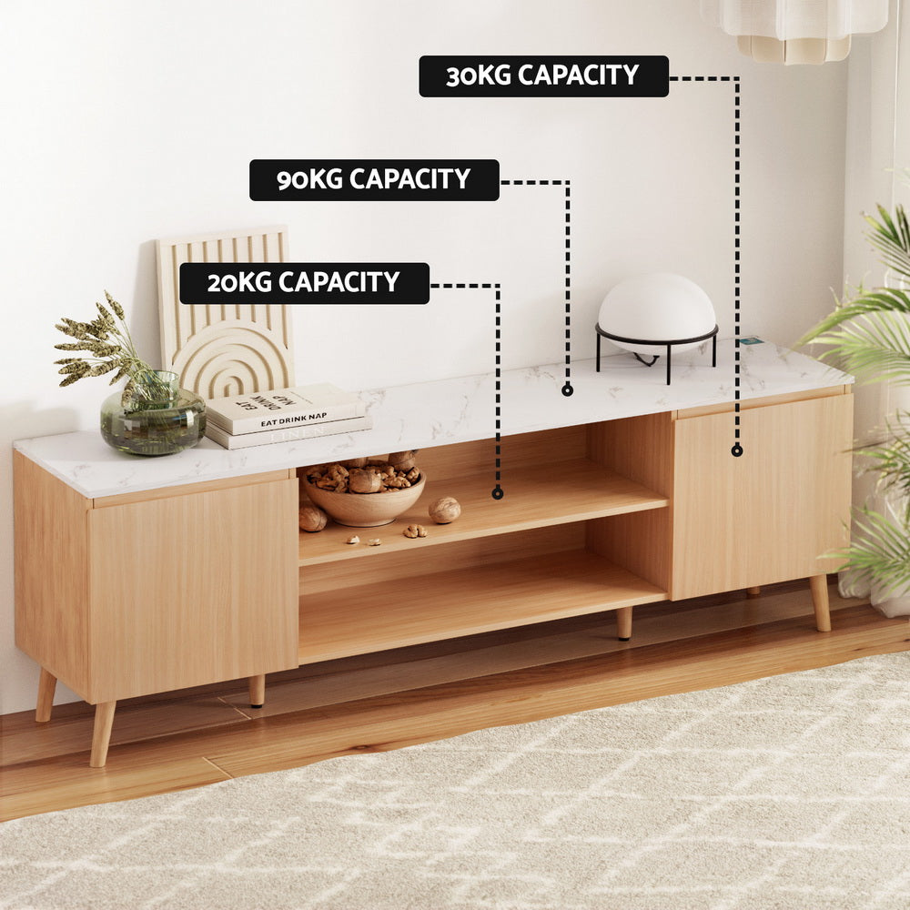 TV Cabinet Entertainment Unit 180CM Pine White