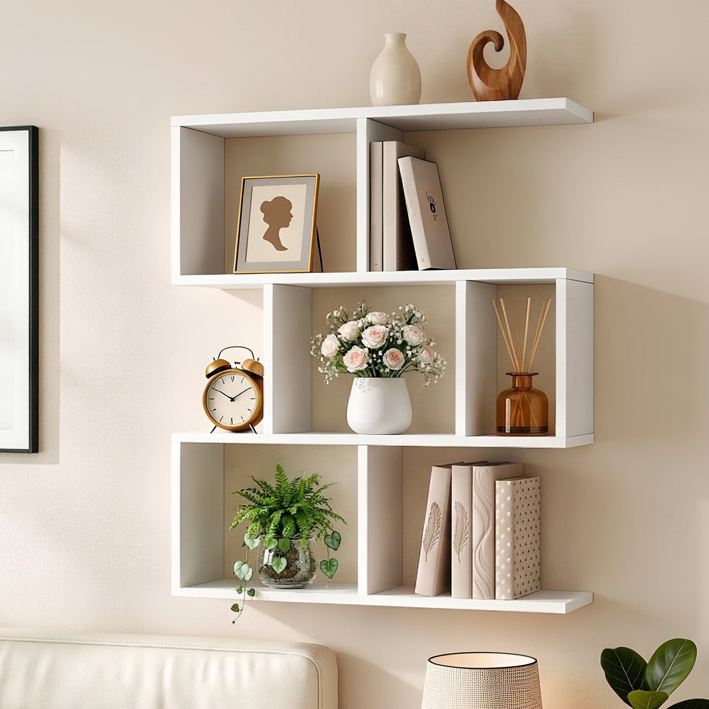 Floating Wall Shelf 3-Tier Display - White