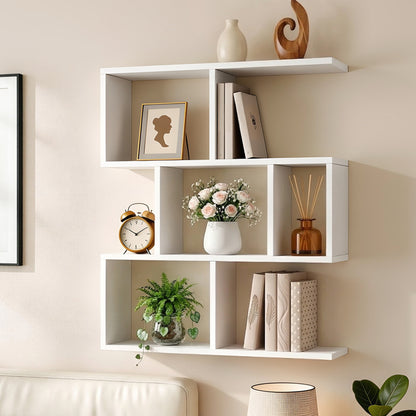 Floating Wall Shelf 3-Tier Display - White