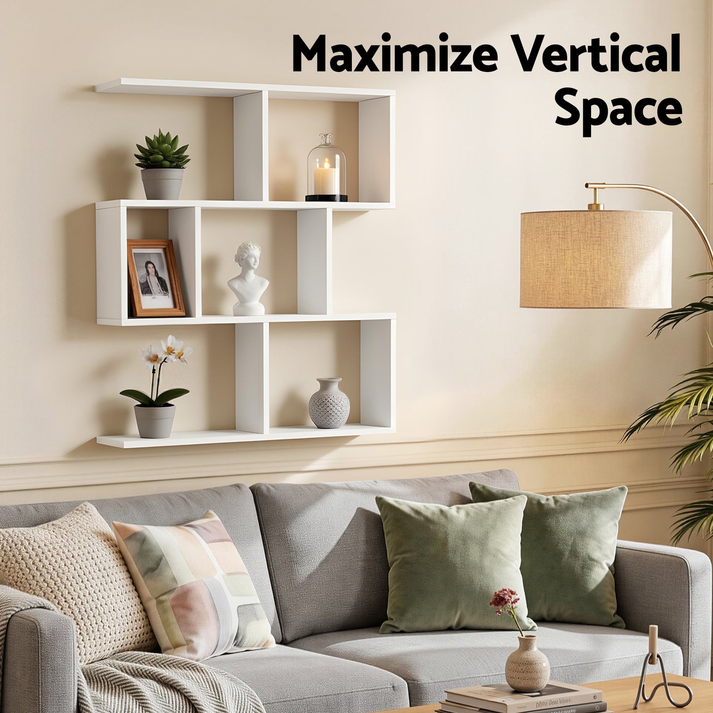 Floating Wall Shelf 3-Tier Display - White