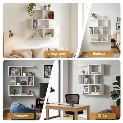 Floating Wall Shelf 3-Tier Display - White