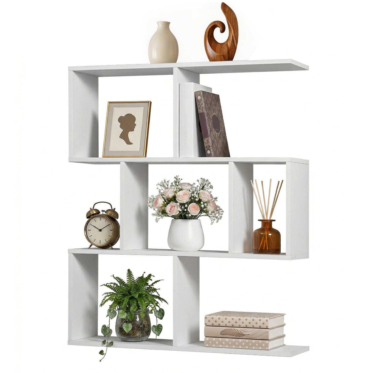 Floating Wall Shelf 3-Tier Display - White