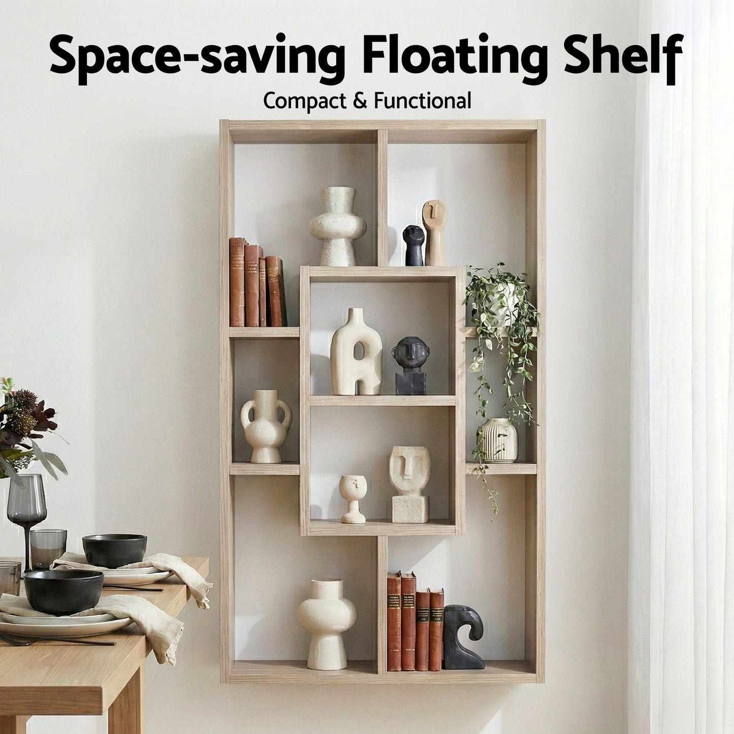 Floating Wall Shelves Bookshelf - Wood