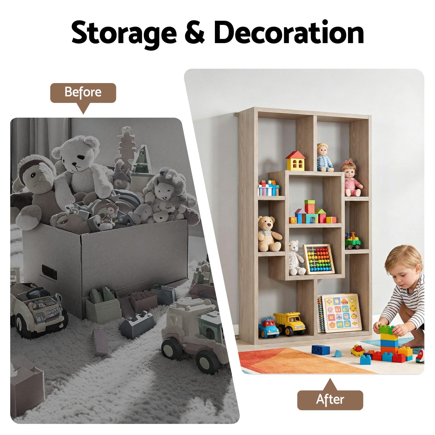 Floating Wall Shelves Bookshelf - Wood