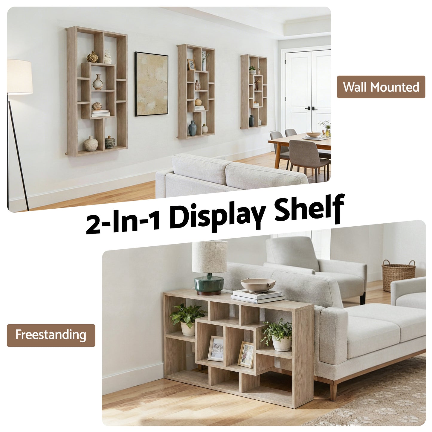 Floating Wall Shelves Bookshelf - Wood